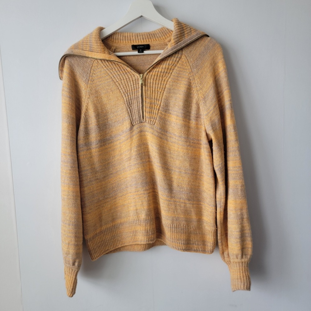 J.crew women's Italian‎ space-dyed half-zip sweater size M yellow long sleeve